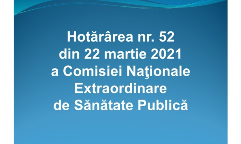 Постановление №52 от 22 марта 2021 г. Национальной чрезвычайной комиссии по общественному здоровью