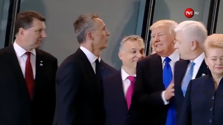 «Эй, посторонись!»: чтобы оказаться в первом ряду, Трамп оттолкнул премьера Черногории
