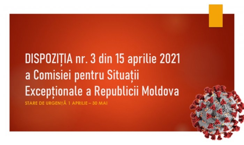 Распоряжение №3 от 15 апреля 2021 года Комиссии по чрезвычайным ситуациям Республики Молдова