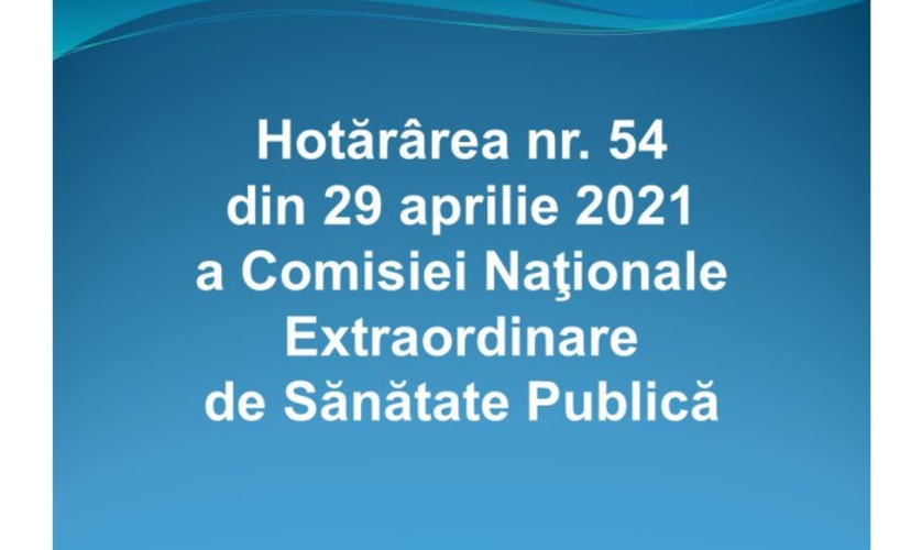 Постановление №54 от 29 апреля 2021 г. Национальной чрезвычайной комиссии по общественному здоровью