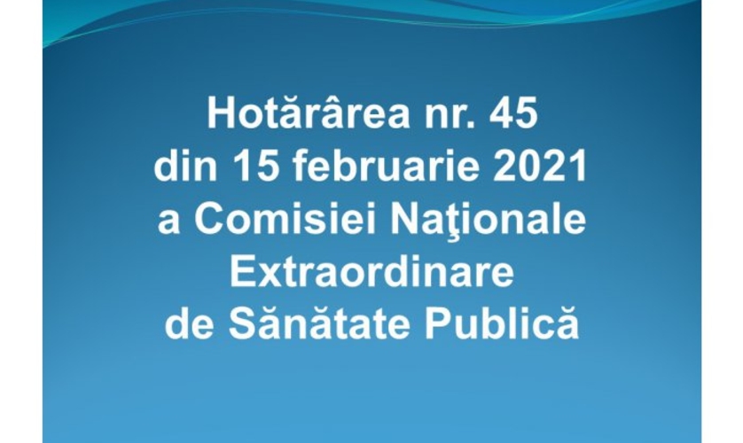 Постановление №45 от 15 февраля 2021 года Национальной комиссии общественного здоровья