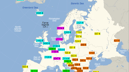 Средние зарплаты в Европе